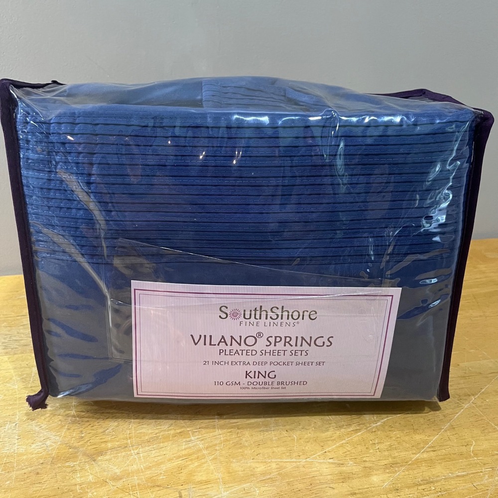 SouthShore Fine Linens Vilano‎ Springs King Sheet Set Navy 21" Extra Deep Pocket